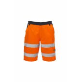 fluorescent orange/navy blue