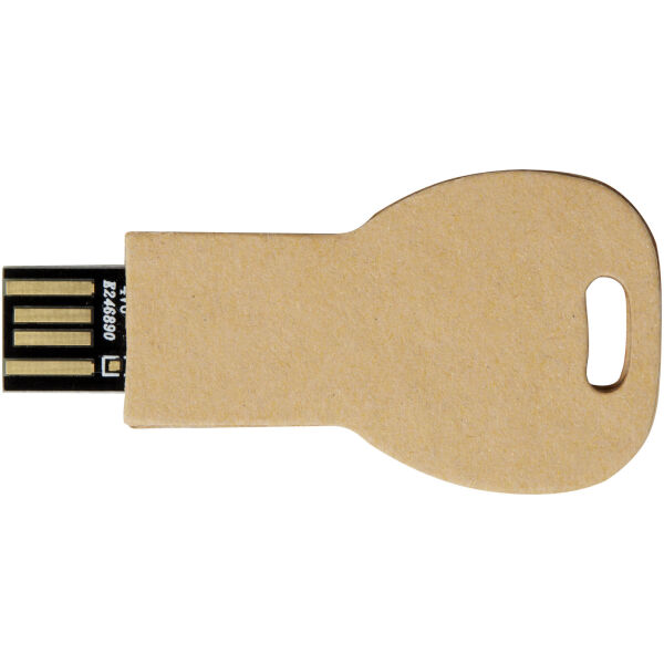 Sleutelvormige USB 2.0 van gerecycled papier - Kraft bruin - 1GB