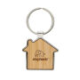 RCS huissleutelhanger van gerecycled zinc alloy met bamboe, zilver, bruin