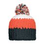Crocheted Cap with Pompon carbon/orange/white