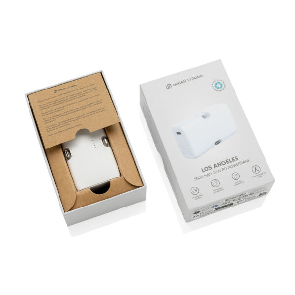 Urban Vitamin Los Angeles RCS rplastic 20W PD powerbank, wit Urban Vitamin Los Angeles RCS rplastic 20W PD powerbank, wit