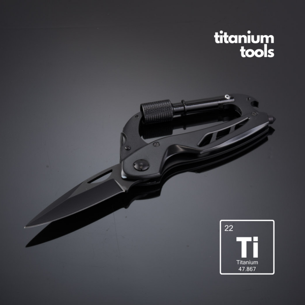 MULTIFUNCTIONELE TOOL VAN TITANIUMGECOAT STAAL OPTIMA MET KARABIJNHAK
