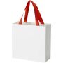 Smartfold papieren tas van 210 g/m² met lintgrepen en een glanzende laminaatlaag - 24 x 10 x 24 cm - Rood