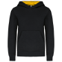 Kinder Sweater met gecontrasteerde capuchon Black / Yellow 8/10 jaar Kinder Sweater met gecontrasteerde capuchon Black / Yellow 8/10 jaar