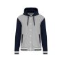 College jacket met capuchon unisex oxford grey / navy / white XXL