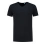 L&S T-shirt V-neck fine cotton elastane Black-extra longer length-XL