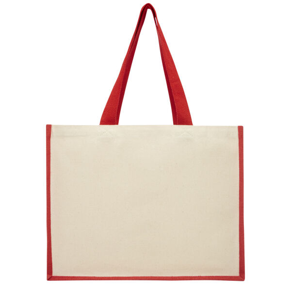 Varai 320 g/m² canvas en jute boodschappentas 23L - Rood Varai 320 g/m² canvas en jute boodschappentas 23L - Rood