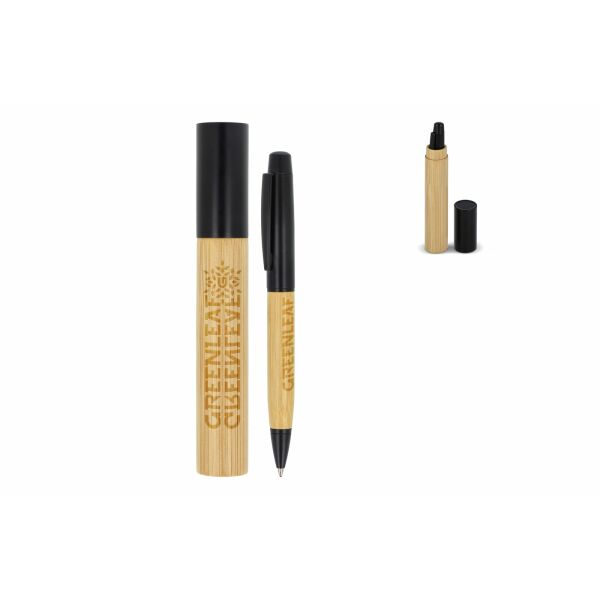 Metalen balpen bamboe in koker - Zwart Metalen balpen bamboe in koker - Zwart