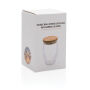 Dubbelwandig borosilicaatglas met bamboe deksel 350ml, transparant