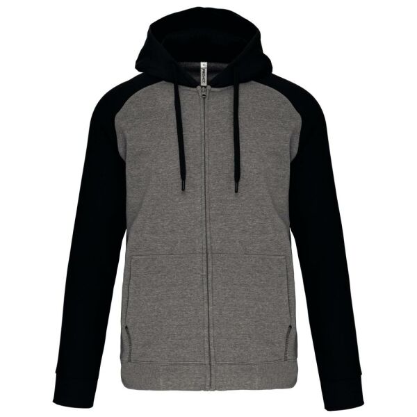 Fleece met rits en tweekleurige capuchon unisex