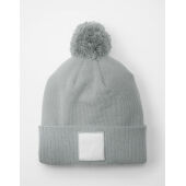Appliqué Patch Pom Beanie - Black/White - One Size