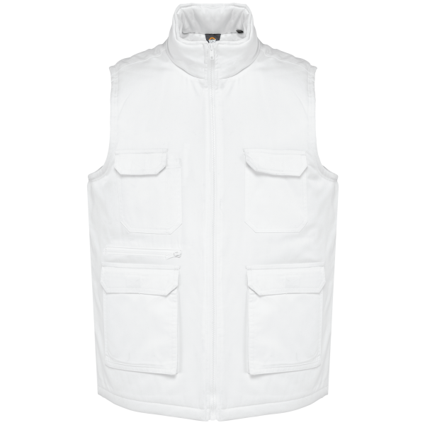 Gewatteerde uniseks bodywarmer van polykatoen multizakken White XS Gewatteerde uniseks bodywarmer van polykatoen multizakken White XS