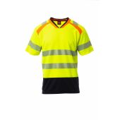 fluorescent yellow/navy blue