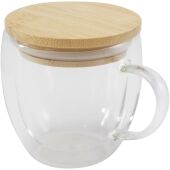 Arlo 250 ml glazen beker met bamboe deksel - Transparant