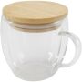 Arlo 250 ml glazen beker met bamboe deksel - Transparant