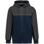 Tweekleurig ecologisch fleecevest met capuchon Navy / Dark Grey 4XL