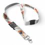 Afneembare polyester keycord met gesublimeerde satijnen overlay