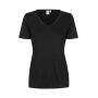 Interlock T-shirt | v-hals | dames - Zwart, S