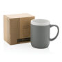 Keramische mok met witte rand 300 ml., grijs, wit