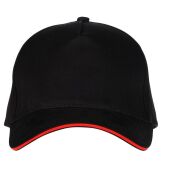 5 PANEL CAP, BLACK/RED, One size, BLACK&MATCH