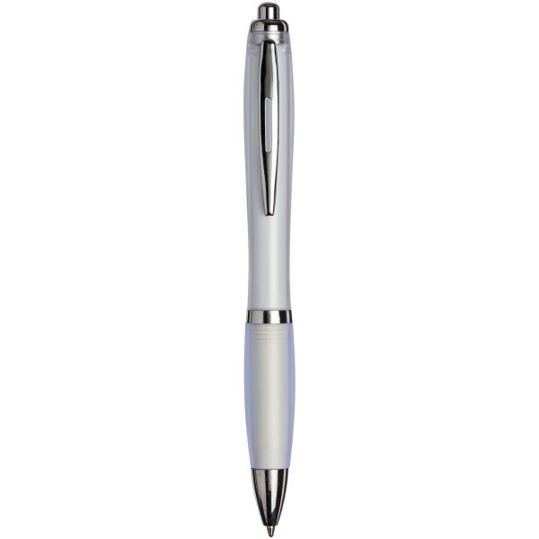 Curvy ballpoint pen with frosted barrel and grip