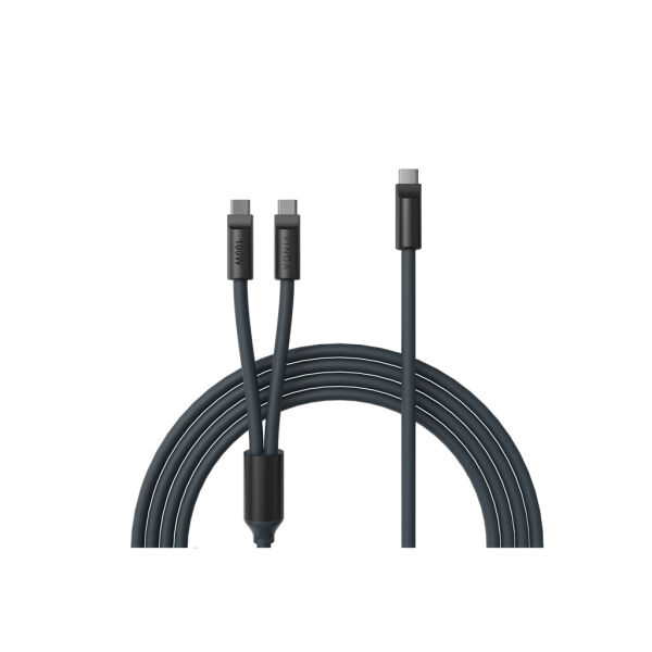 VINGA Baltimore siliconen multi-oplaadkabel (C+2C), donkerblauw VINGA Baltimore siliconen multi-oplaadkabel (C+2C), donkerblauw