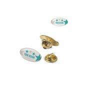 Badge metalen pin 20x12mm - Goud satijn