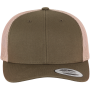 Tweekleurige Retro Truckerpet Mossgreen / Khaki One Size
