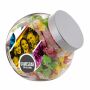 Glazen pot 2 liter, gevuld met snoep Zilver Napoleon fruitmix
