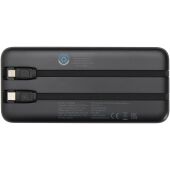 Adhil powerbank van 10.000 mAh 10 W van gerecycled plastic met 2 ingebouwde kabels - Zwart Adhil powerbank van 10.000 mAh 10 W van gerecycled plastic met 2 ingebouwde kabels - Zwart