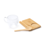 BLUMON set van theeglas 250 ml, onderzetter en lepel - ecru