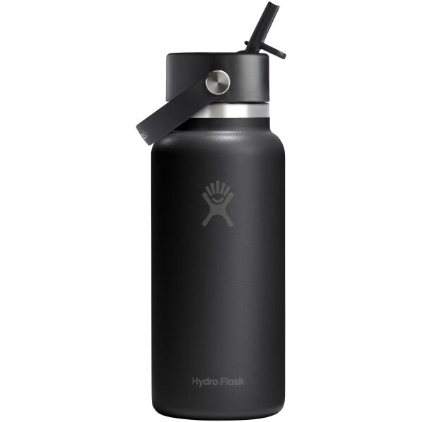 Hydro Flask-waterfles met brede opening, 946 ml, geïsoleerd roestvrij staal, met rietje-dop - Wit Hydro Flask-waterfles met brede opening, 946 ml, geïsoleerd roestvrij staal, met rietje-dop - Wit