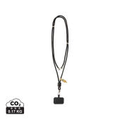 CarryLoop RCS rPET verstelbare lanyard met telefoonhouder, zwart