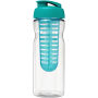 H2O Active® Base 650 ml sportfles en infuser met flipcapdeksel - Transparant/Aqua blauw