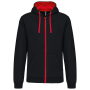 Herensweater met rits en capuchon in contrasterende kleur Black / Red XL