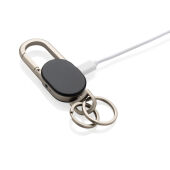 Keyfinder sleutelhanger met wereldwijd lokaliseren en USB C, zwart, grijs
