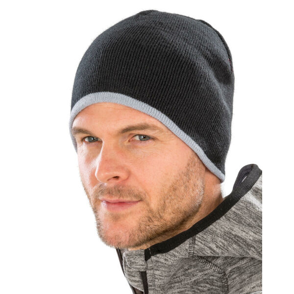 Soft Feel Cuffless Reversible Beanie - Black/Yellow - One Size Soft Feel Cuffless Reversible Beanie - Black/Yellow - One Size