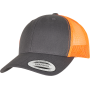 Tweekleurige Retro Truckerpet Charcoal / Neon Orange One Size