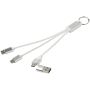 Metal 4-in-1 oplaadkabel van gerecycled aluminium met sleutelhanger - Zilver