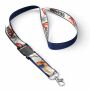 Afneembare polyester keycord met gesublimeerde satijnen overlay