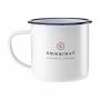 Retro Emaille Mok 350 ml - wit/blauw