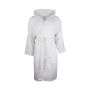 T1-Bvelour Velour Bathrobe Hooded - White