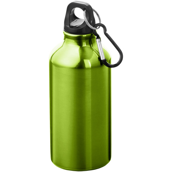 Oregon 400 ml RCS certified recycled aluminium water bottle with carabiner - Apple green