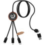 SCX.design C37 40W 5-in-1 oplaadkabel van RPET met oplichtend logo en ronde houten behuizing - Hout