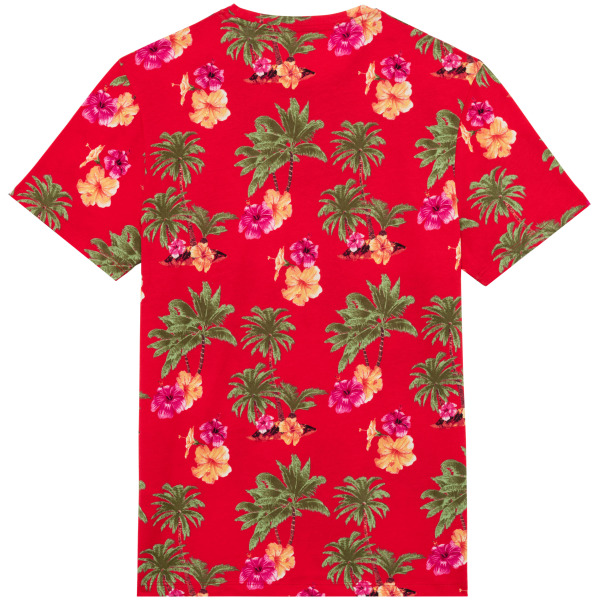Ecologisch heren-T-shirt met tropische print Red Hawaiian S