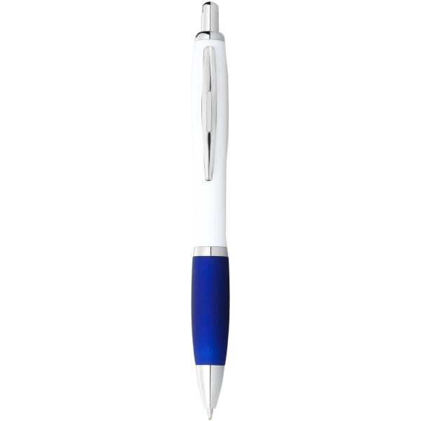 Nash balpen met witte houder en gekleurde grip (blauwe inkt)