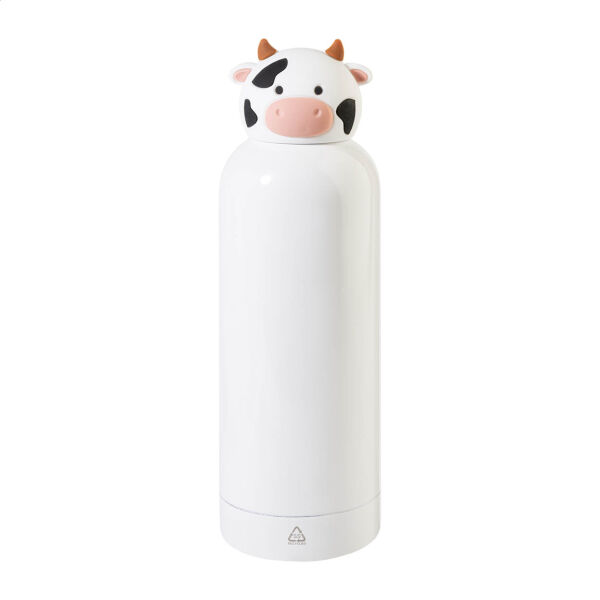 Kinderbeker dubbelwandig Dieren | Gerecycled RVS | 500 ml | Schoolbeker | Koe | Wit-Zwart Kinderbeker dubbelwandig Dieren | Gerecycled RVS | 500 ml | Schoolbeker | Koe | Wit-Zwart