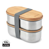 Black+Blum Stainless Steel Dubbele Bento Box, grijs