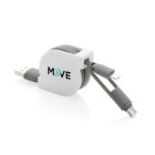 3-in-1 kabel met oprolmechanisme, grijs