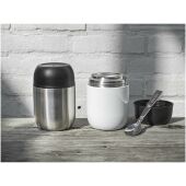 Supo 480 ml dubbelwandige lunchpot van gerecycled roestvrij staal met opvouwbare lepel - Wit